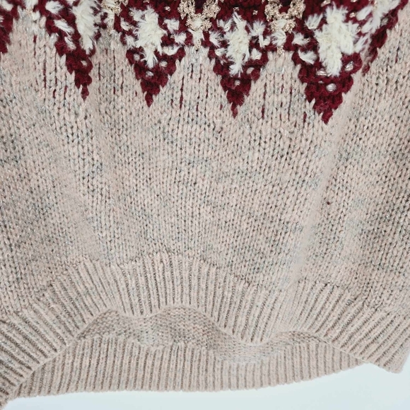 Express Fair Isle Drop Sleeve Mauve Maroon Sweater Medium - Picture 8 of 10